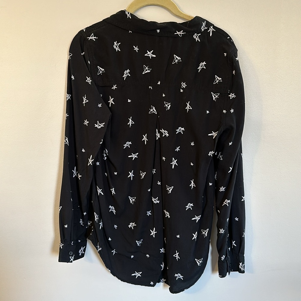 Black Button Up with Star Print - Picture 4 of 5